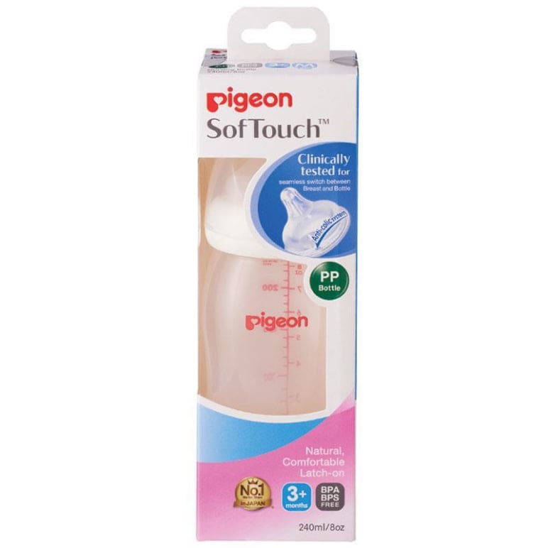 Pigeon SofTouch Peristaltic Plus PP Bottle 240ml front image on Livehealthy HK imported from Australia