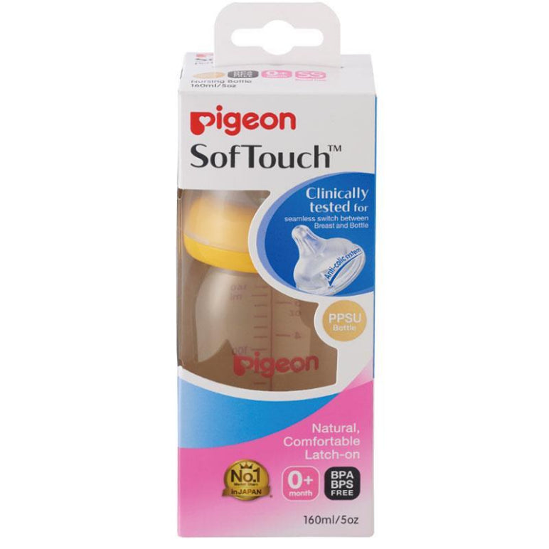 Pigeon SofTouch Peristaltic Plus PPSU Bottle 160ml front image on Livehealthy HK imported from Australia