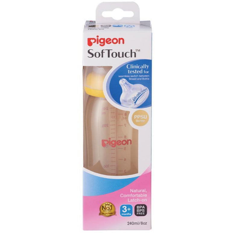 Pigeon SofTouch Peristaltic Plus PPSU Bottle 240ml front image on Livehealthy HK imported from Australia