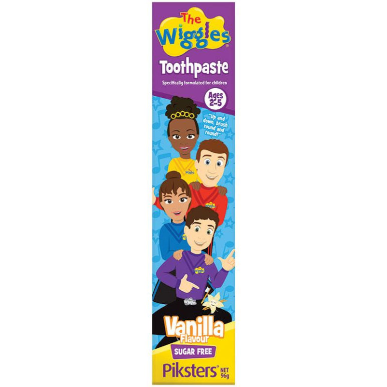 Piksters The Wiggles Toothpaste Sugar Free Vanilla Ages 2-5 96g front image on Livehealthy HK imported from Australia