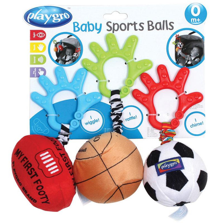Playgro Baby Sports Ball Trio front image on Livehealthy HK imported from Australia