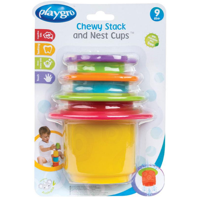 Playgro Chewy Stack and Nest Cups front image on Livehealthy HK imported from Australia