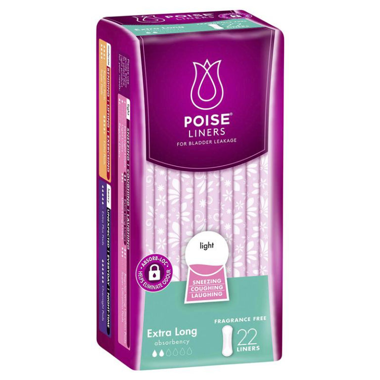 Poise Liners Extra Long 22 front image on Livehealthy HK imported from Australia