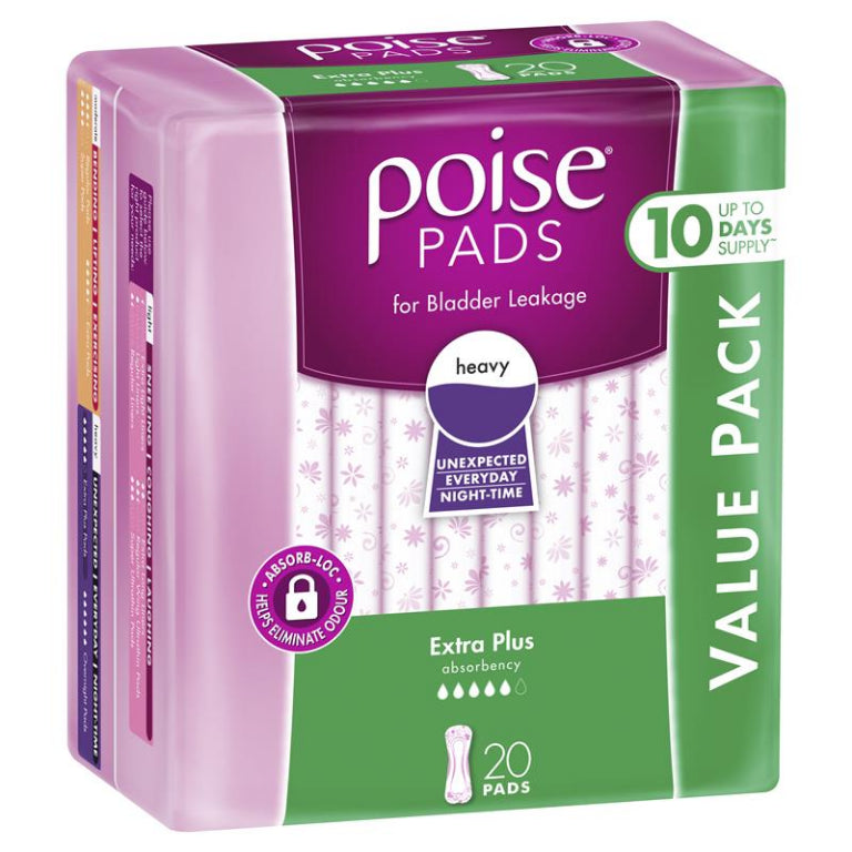 Poise Pads Extra Plus 20 Bulk Pack front image on Livehealthy HK imported from Australia