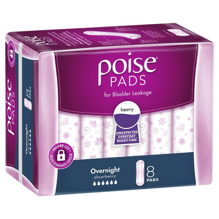 Poise Pads Overnight 8 front image on Livehealthy HK imported from Australia