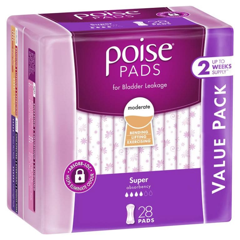 Poise Super Pads Bulk 28 front image on Livehealthy HK imported from Australia