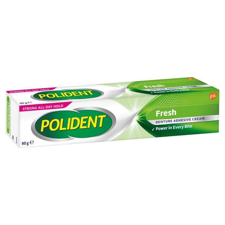 Polident Denture Adhesive Cream Fresh Mint 60g front image on Livehealthy HK imported from Australia