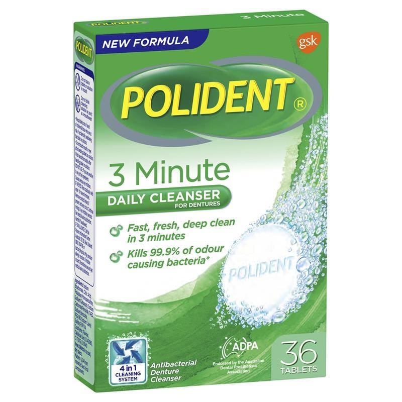 Polident Denture Cleanser Fresh Active Tablets 36 front image on Livehealthy HK imported from Australia