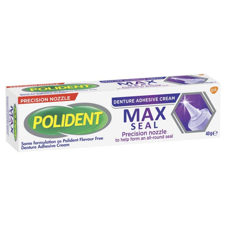 Polident MAX SEAL Denture Adhesive Cream 40g front image on Livehealthy HK imported from Australia
