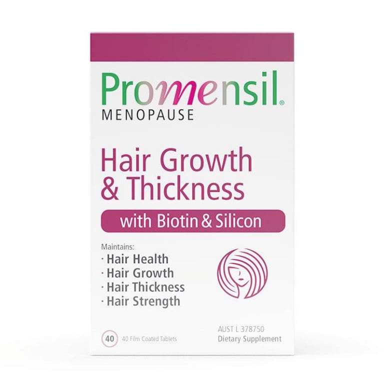 Promensil Menopause Hair Growth & Thickness 40 Tablets front image on Livehealthy HK imported from Australia