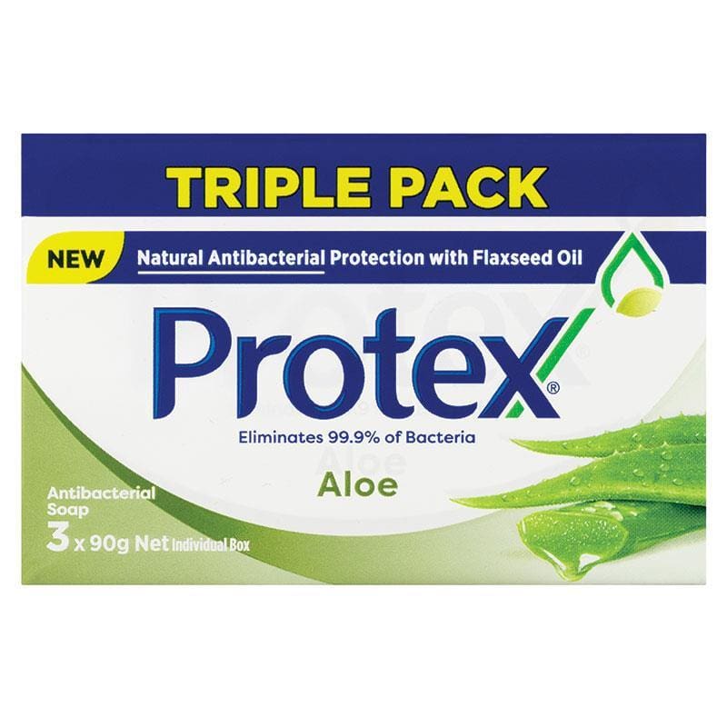 Protex Antibacterial Bar Soap Aloe With Aloe Extract Dermatologist Tested 3 x 90g front image on Livehealthy HK imported from Australia