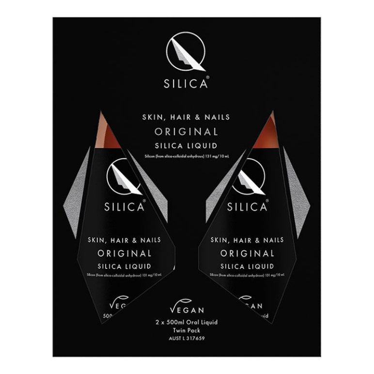 Qsilica Skin Hair & Nails 2 x 500ml Oral Liquid front image on Livehealthy HK imported from Australia