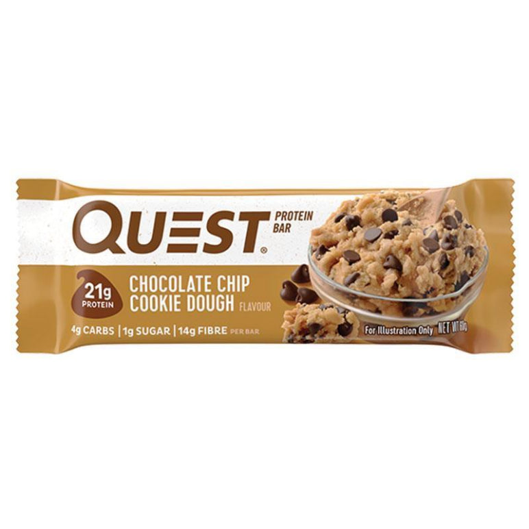 Quest Protein Bar Chocolate Chip Cookie Dough 60g front image on Livehealthy HK imported from Australia
