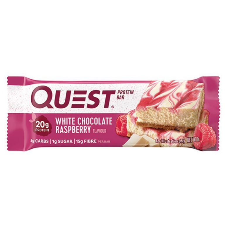 Quest Protein Bar White Chocolate Raspberry 60g front image on Livehealthy HK imported from Australia