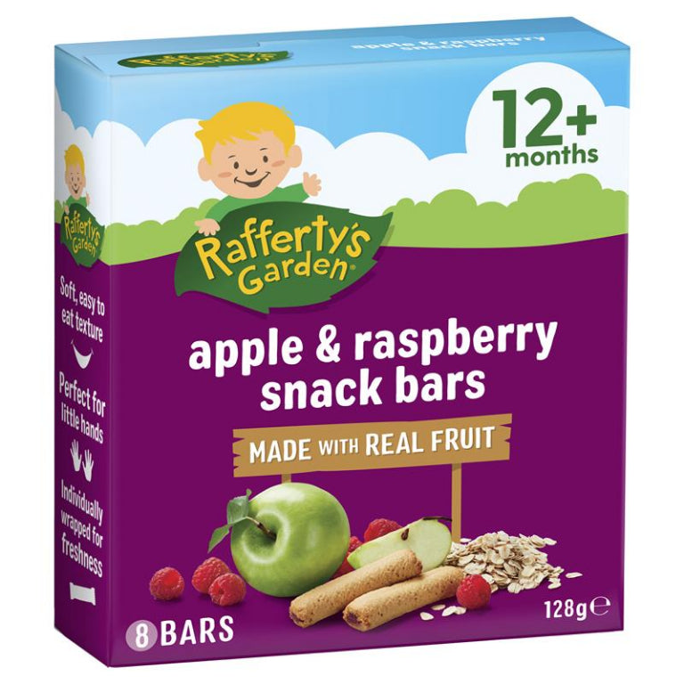 Raffertys Garden 12+ Months Fruit Snack Bar Apple & Raspberry 128g front image on Livehealthy HK imported from Australia