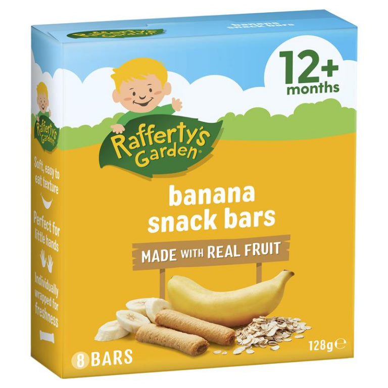 Raffertys Garden 12+ Months Fruit Snack Bar Banana 8 Pack front image on Livehealthy HK imported from Australia