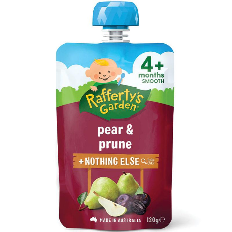 Raffertys Garden 4+ Months Pear & Prune 120g front image on Livehealthy HK imported from Australia
