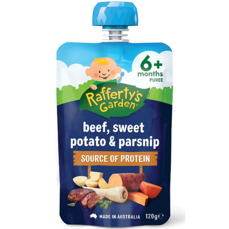 Raffertys Garden 6+ Months Beef Sweet Potato & Parsnip 120g front image on Livehealthy HK imported from Australia
