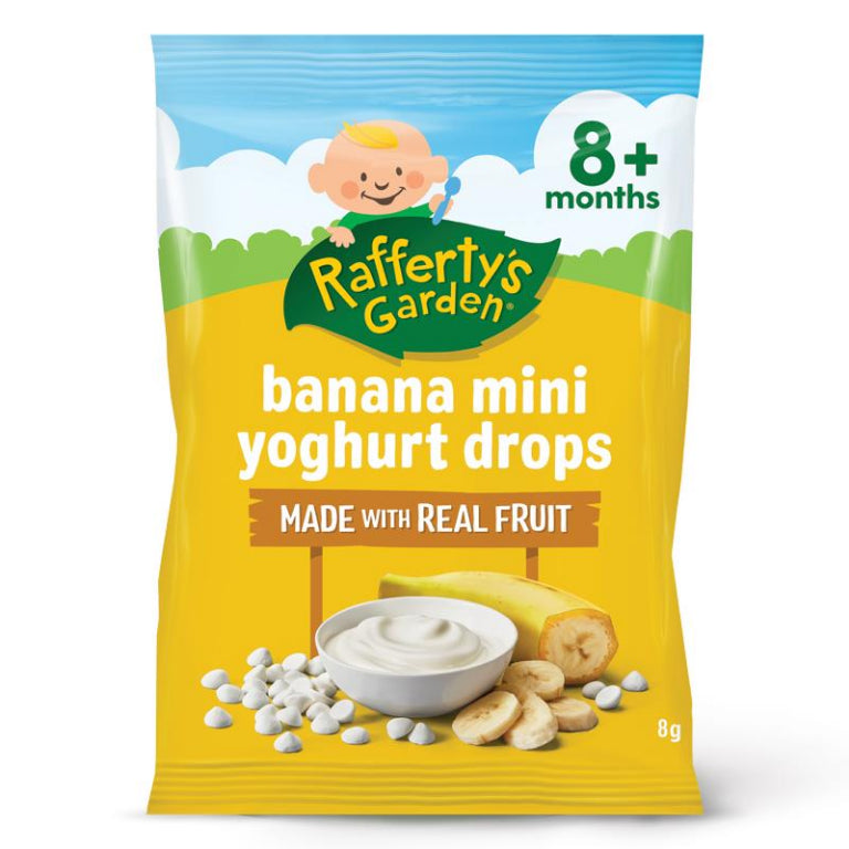 Raffertys Garden Banana Mini Yoghurt Drops 8g front image on Livehealthy HK imported from Australia