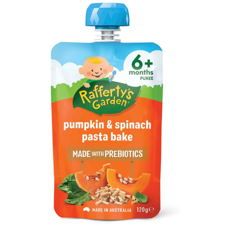 Raffertys Garden Pumpkin & Spinach Pasta Bake 120g front image on Livehealthy HK imported from Australia