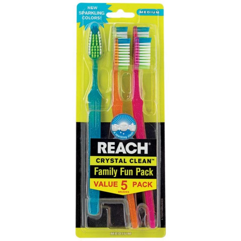 Reach Toothbrush Crystal Clean Value 5 Pack front image on Livehealthy HK imported from Australia