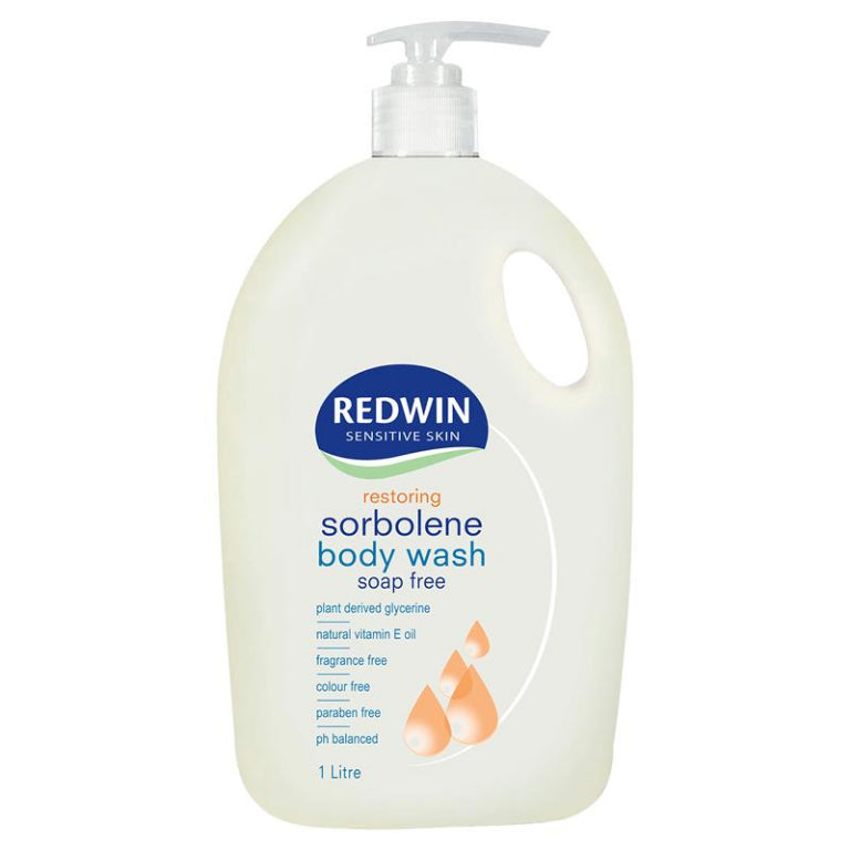 Redwin Sorbolene Body Wash with Vitamin E 1 Litre front image on Livehealthy HK imported from Australia