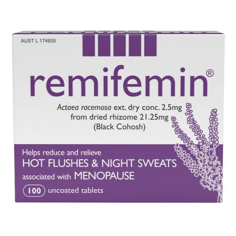 Remifemin Menopause Symptom Relief 100 Tablets front image on Livehealthy HK imported from Australia