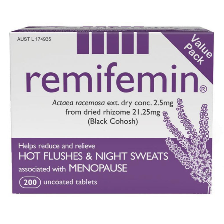 Remifemin Menopause Symptom Relief 200 Tablets front image on Livehealthy HK imported from Australia