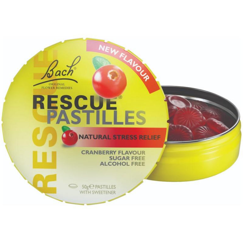 Rescue Remedy Pastilles Cranberry 50g front image on Livehealthy HK imported from Australia