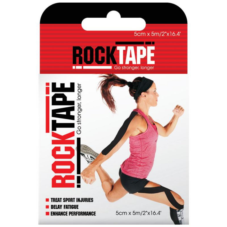 Rocktape Kinesiology Tape Black 5cm x 5m front image on Livehealthy HK imported from Australia