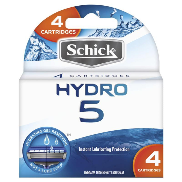 Schick Hydro 5 Mens Refill Razor Blades 4pk front image on Livehealthy HK imported from Australia