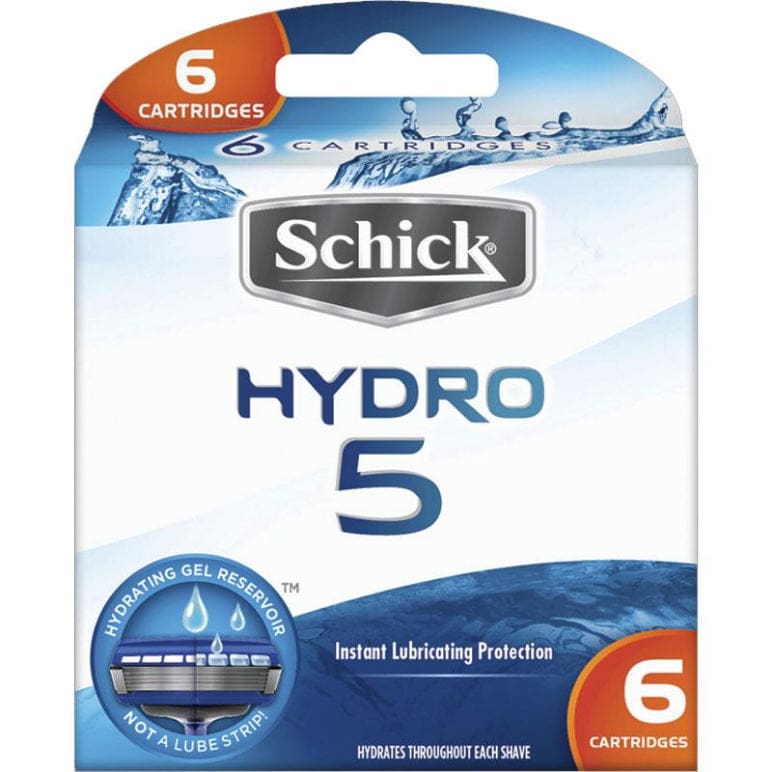 Schick Hydro 5 Mens Refill Razor Blades 6pk front image on Livehealthy HK imported from Australia