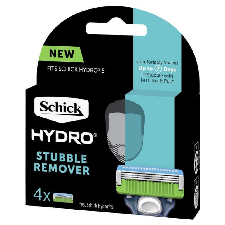 Schick Hydro Stubble Remover Mens Refill Razor Blades 4pk front image on Livehealthy HK imported from Australia