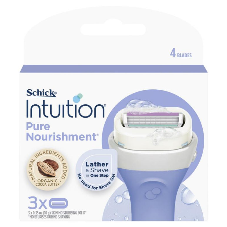 Schick Intuition Pure Nourishment Blades 3 Pack front image on Livehealthy HK imported from Australia