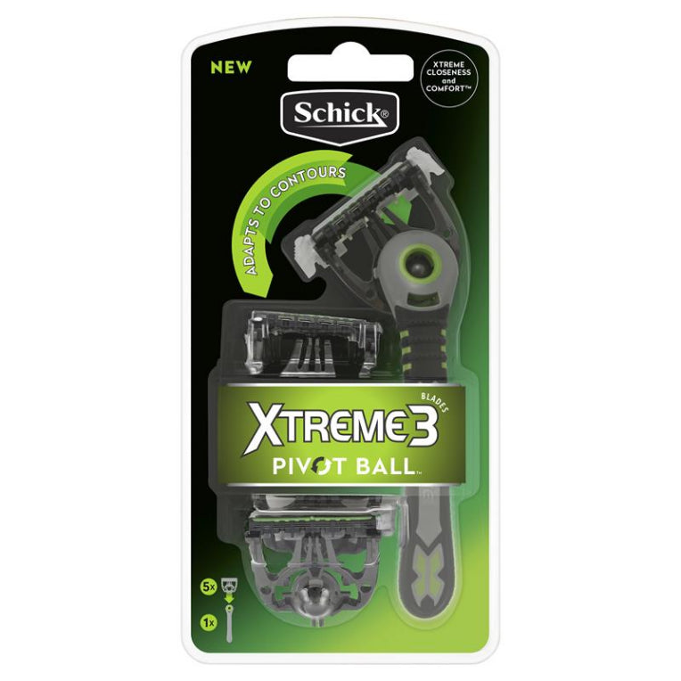 Schick Xtreme 3 Pivot Ball Hybrid Mens Disposable Razor 5pk front image on Livehealthy HK imported from Australia