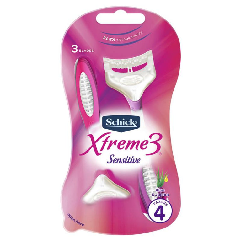 Schick Xtreme 3 Women Sensitive 4 Disposable Razors front image on Livehealthy HK imported from Australia