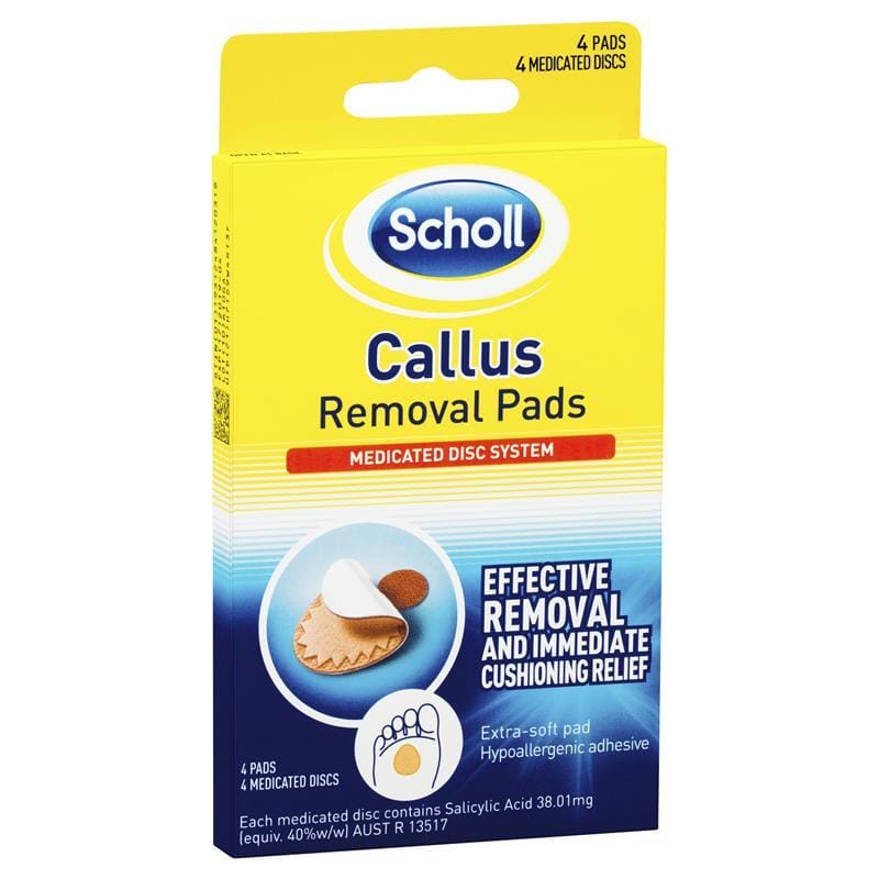 Scholl Callous Removal Medicated Disc Pads System 4 pack front image on Livehealthy HK imported from Australia