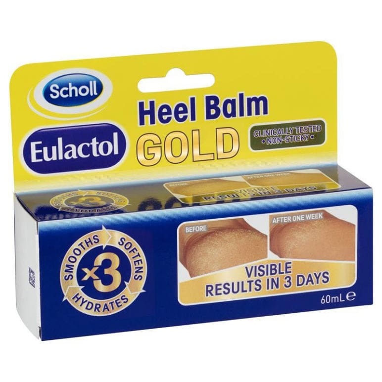 Scholl Eulactol Heel Balm Gold 60ml front image on Livehealthy HK imported from Australia