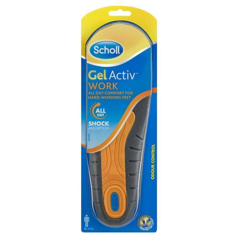 Scholl Gel Activ Men Work Insoles front image on Livehealthy HK imported from Australia
