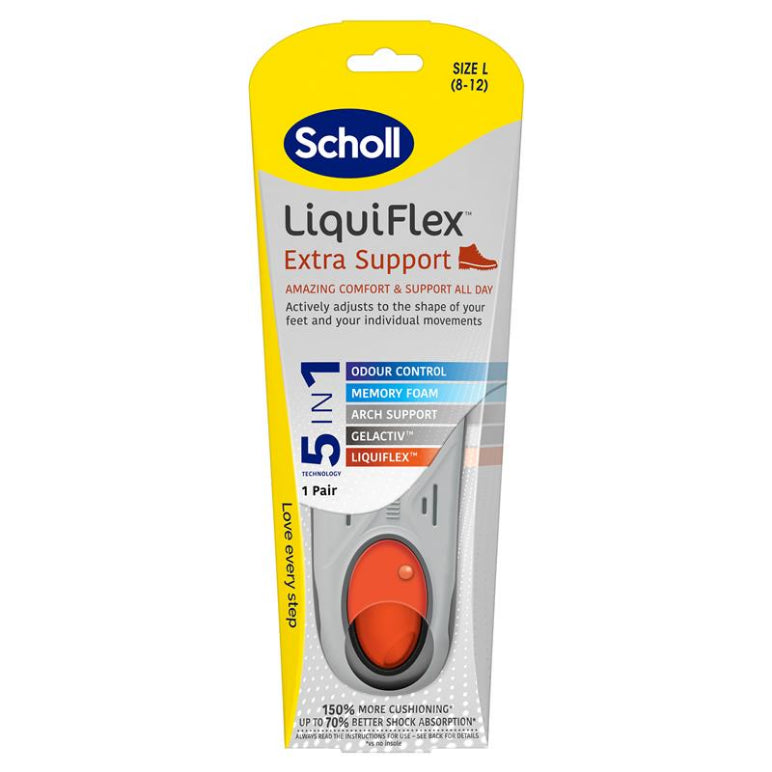 Scholl LiquiFlex Extra Support Insole Large front image on Livehealthy HK imported from Australia