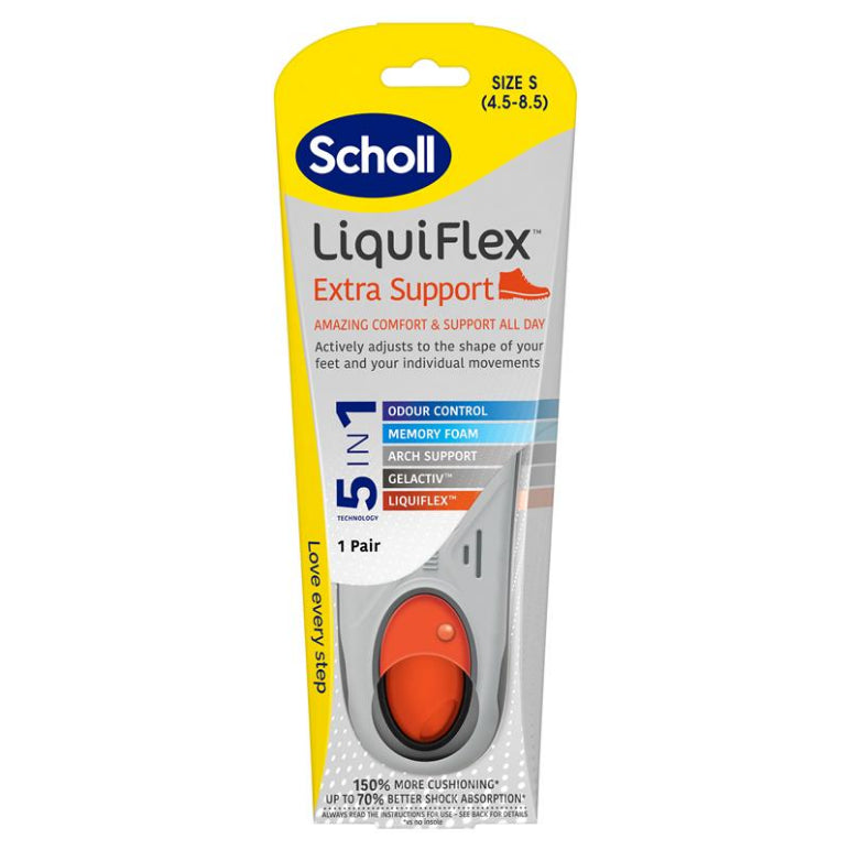 Scholl LiquiFlex Extra Support Insole Small front image on Livehealthy HK imported from Australia