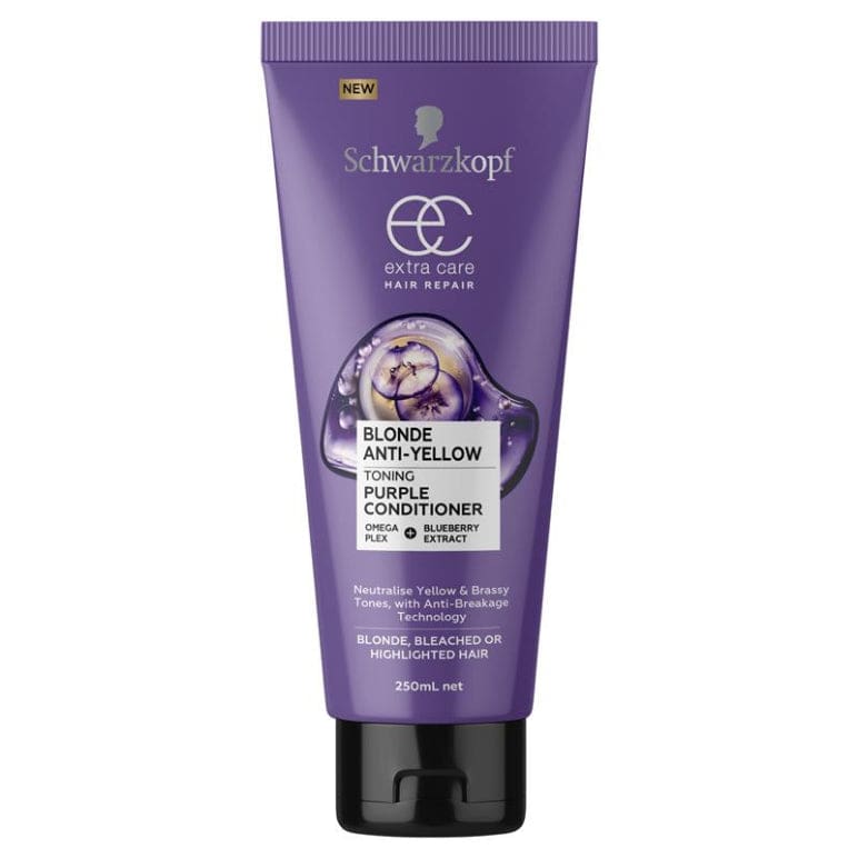 Schwarzkopf Extra Care Blonde Anti-Yellow Toning Purple Conditioner 250ml front image on Livehealthy HK imported from Australia