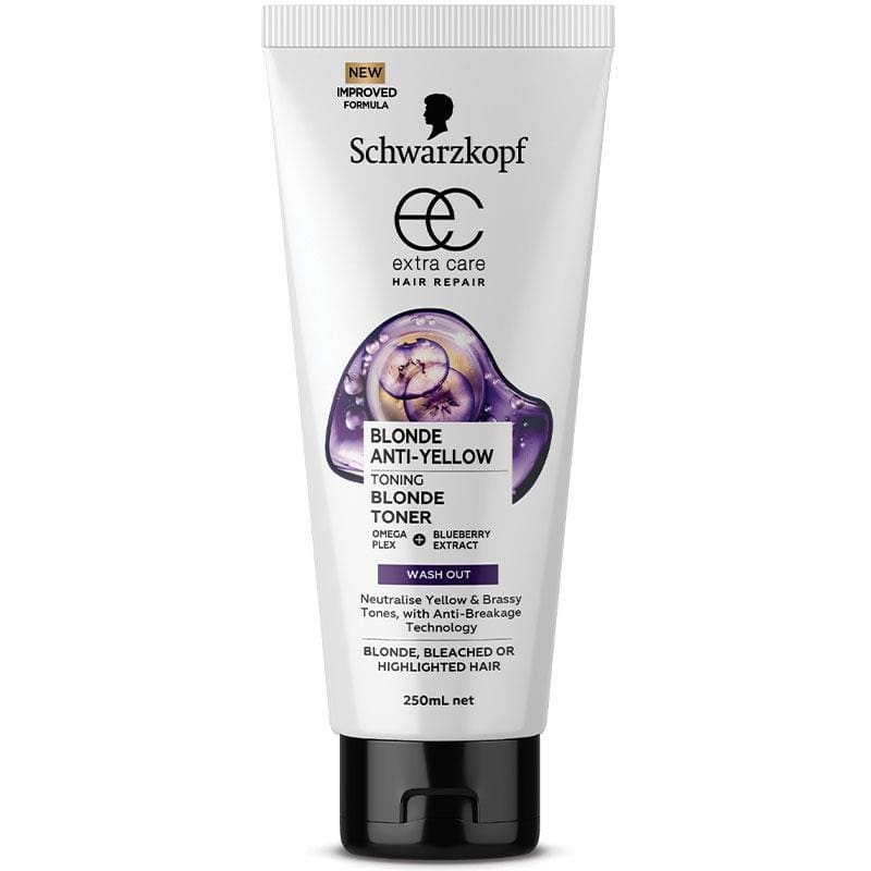 Schwarzkopf Extra Care Blonde Anti-Yellow Toning Blonde Toner 250ml front image on Livehealthy HK imported from Australia