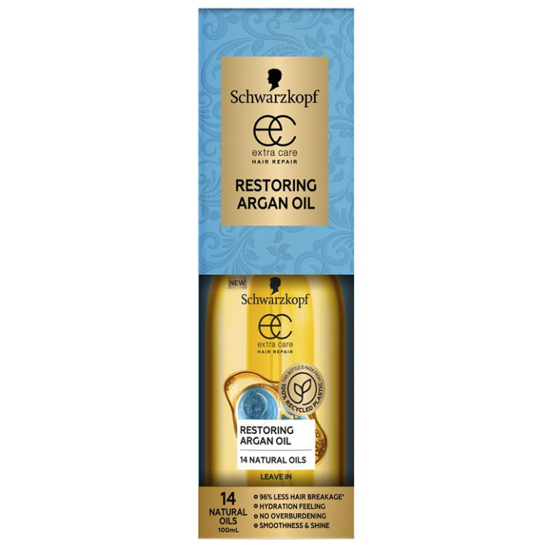 Schwarzkopf Extra Care Restoring Argan Oil 100ml front image on Livehealthy HK imported from Australia