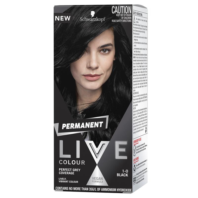 Schwarzkopf Live Colour Permanent 1.0 Black front image on Livehealthy HK imported from Australia