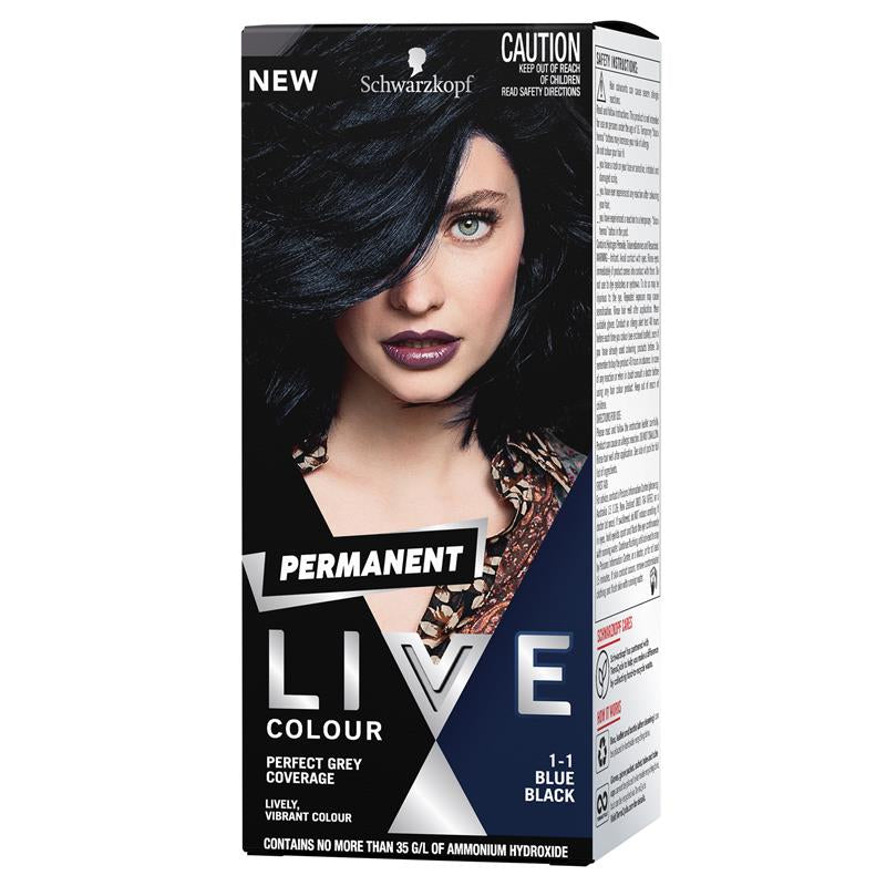 Schwarzkopf Live Colour Permanent 1.1 Blue Black front image on Livehealthy HK imported from Australia