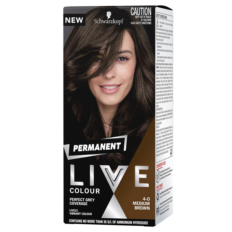 Schwarzkopf Live Colour Permanent 4.0 Medium Brown front image on Livehealthy HK imported from Australia