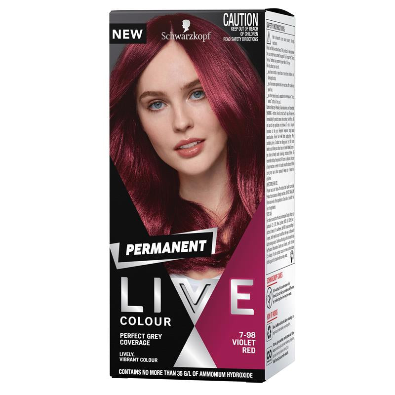 Schwarzkopf Live Colour Permanent 7.98 Violet Red front image on Livehealthy HK imported from Australia