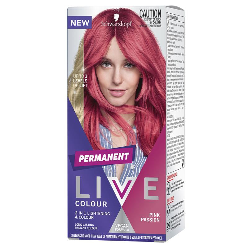 Schwarzkopf Live Colour Permanent Pink Passion front image on Livehealthy HK imported from Australia