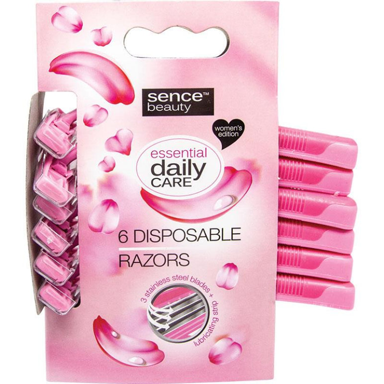 Sence Beauty Essential Daily Care Disposable Razors 6 Pack front image on Livehealthy HK imported from Australia